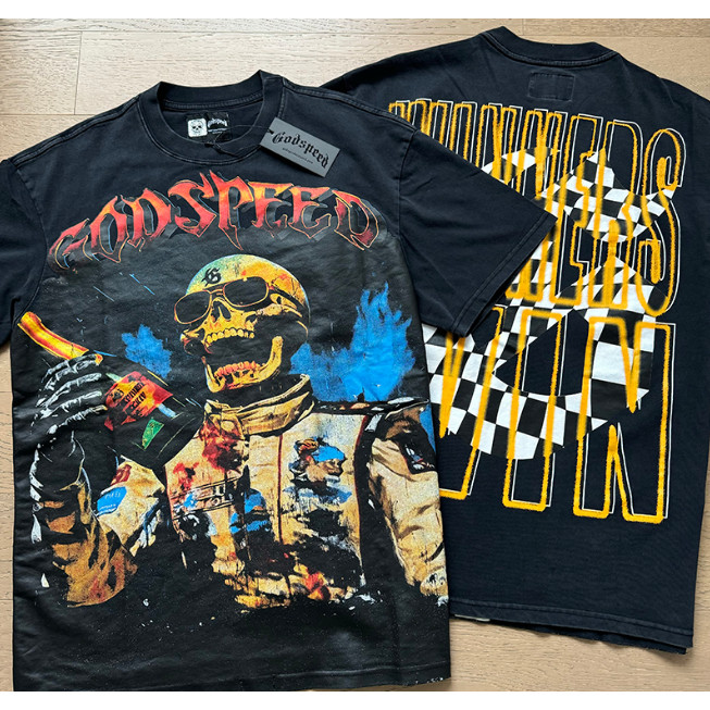 Phong Cách Mới Godspeed Nam Nữ Cotton Nguyên Chất Áo Thun Ngắn Tay 0328