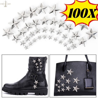 [HGB] 100 chiếc đinh tán ngôi sao kim loại bền | Đinh Tán Bạc Cho Các Dự Án Da DIY, Móng Tay Trang Trí Cho Túi Handmade Thắt Lưng Vòng Tay Sửa Chữa Quần Áo