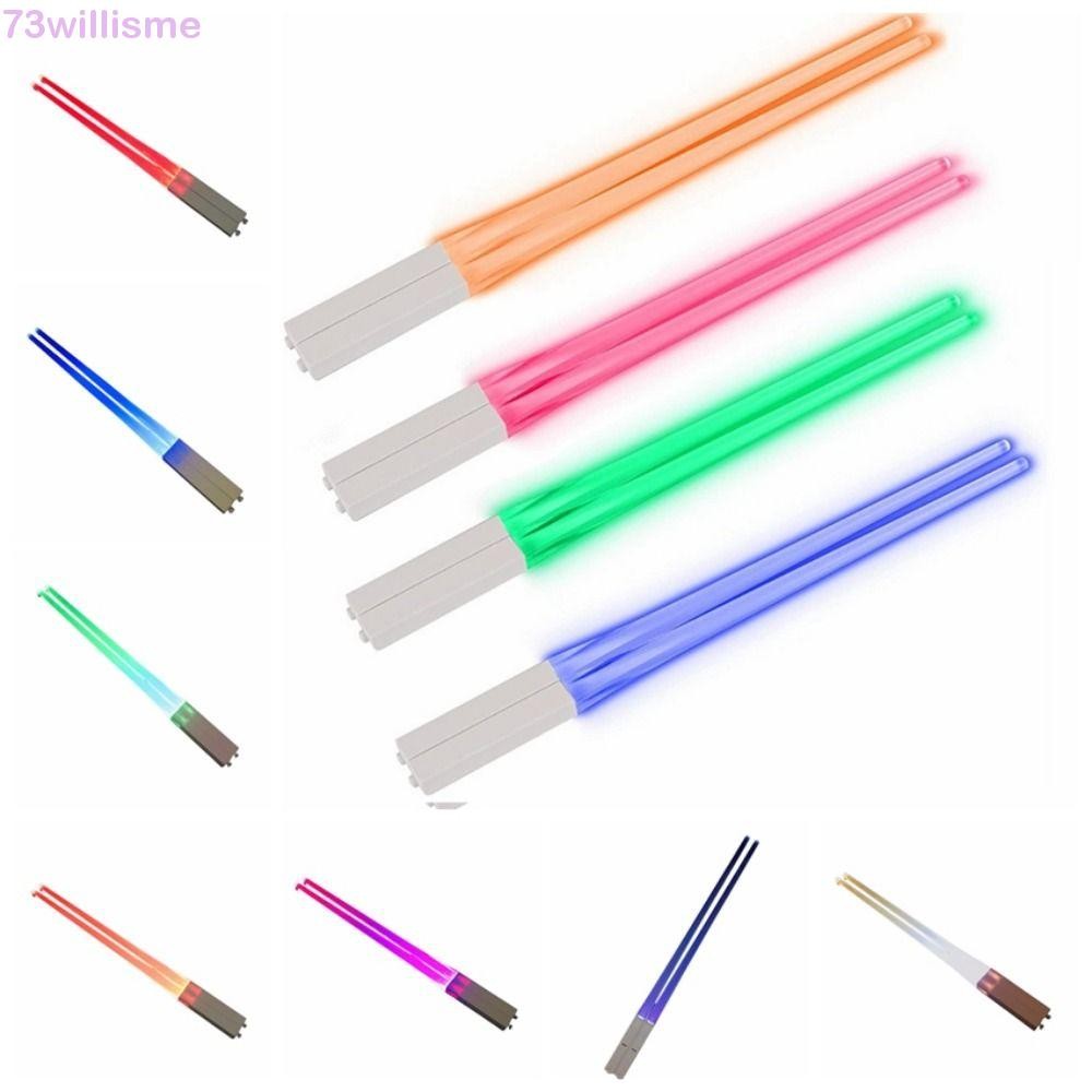 WILLISME 1 Đôi Đũa Sáng, Đũa LED Bright Lightsaber, Mini Lightsaber Thực Phẩm Có Thể Tháo Rời Có Thể