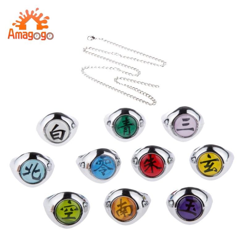 Anime NARUTO 10 Chiếc Akatsuki Thành Viên Sasuke Itachi Cosplay Nhẫn Bộ Quà Tặng