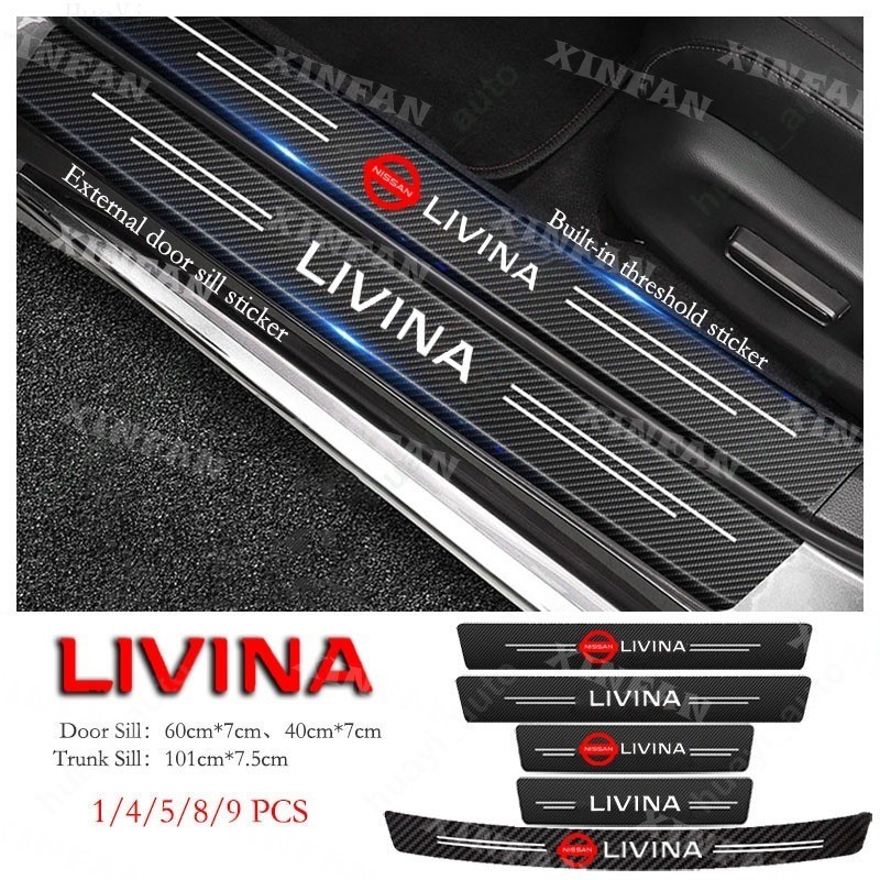 Nissan Livina Cửa Ô Tô Sill Miếng Dán Chống Trầy Xước Sợi Carbon Da Miếng Dán Bảo Vệ Thân Cây Cho Li