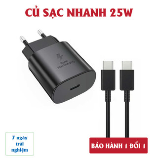 Bộ củ cáp sạc nhanh 25W Type C - Type C cho các dòng máy SS - Dành cho SAM, Android chân Type C. Sạc 60p lên 60 - 80%