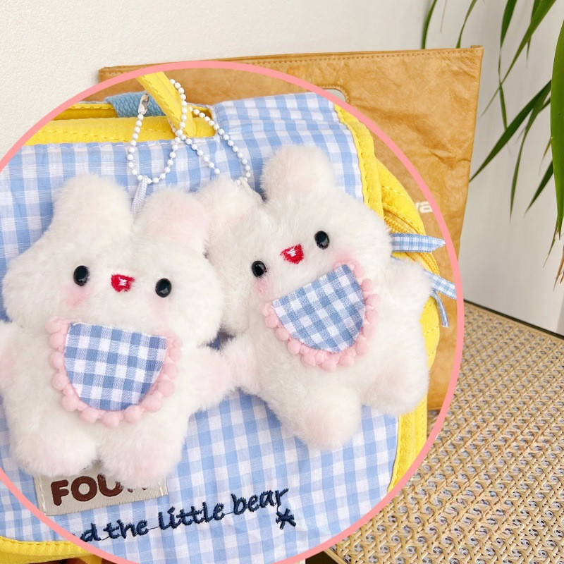 Hoạt Hình Dễ Thương Thỏ Trắng Móc Khóa Đáng Yêu Đồ Chơi Nhồi Bông Thỏ Móc Chìa Khóa Người Phụ Nữ Túi Trang Trí Cô Gái Quà Tặng