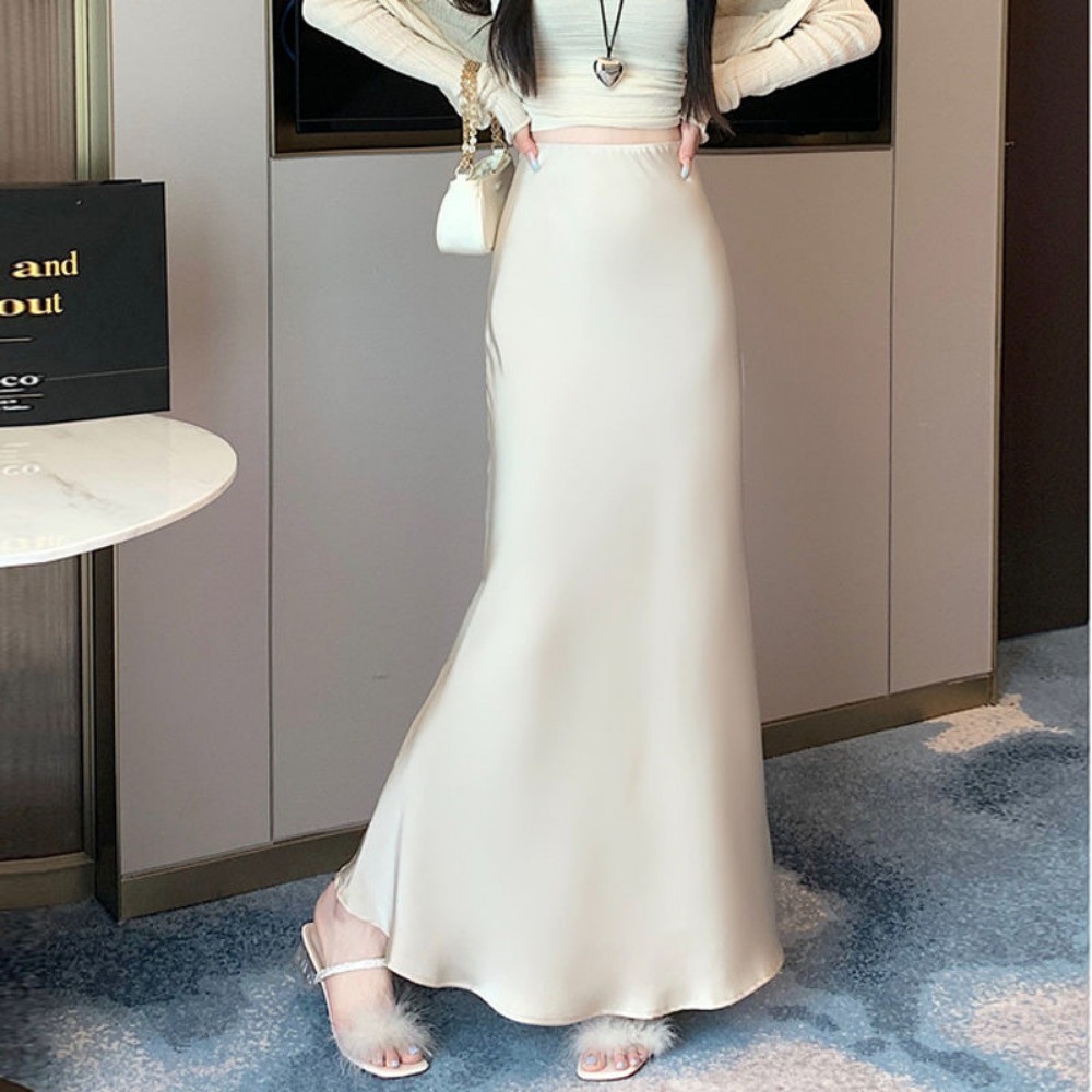 RICH-THEY Chân Váy Dài Chất Liệu Lụa  Váy Chữ A Mịn Màng Satin Gợi Cảm Thời Trang Mới Dành Cho Nữ | BigBuy360 - bigbuy360.vn