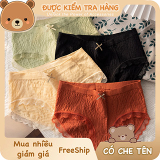Set 10 quần lót nữ cotton nhăn MuJi, quần chip nữ cotton kháng khuẩn, thông hơi, co giãn 4 chiều - cozybear