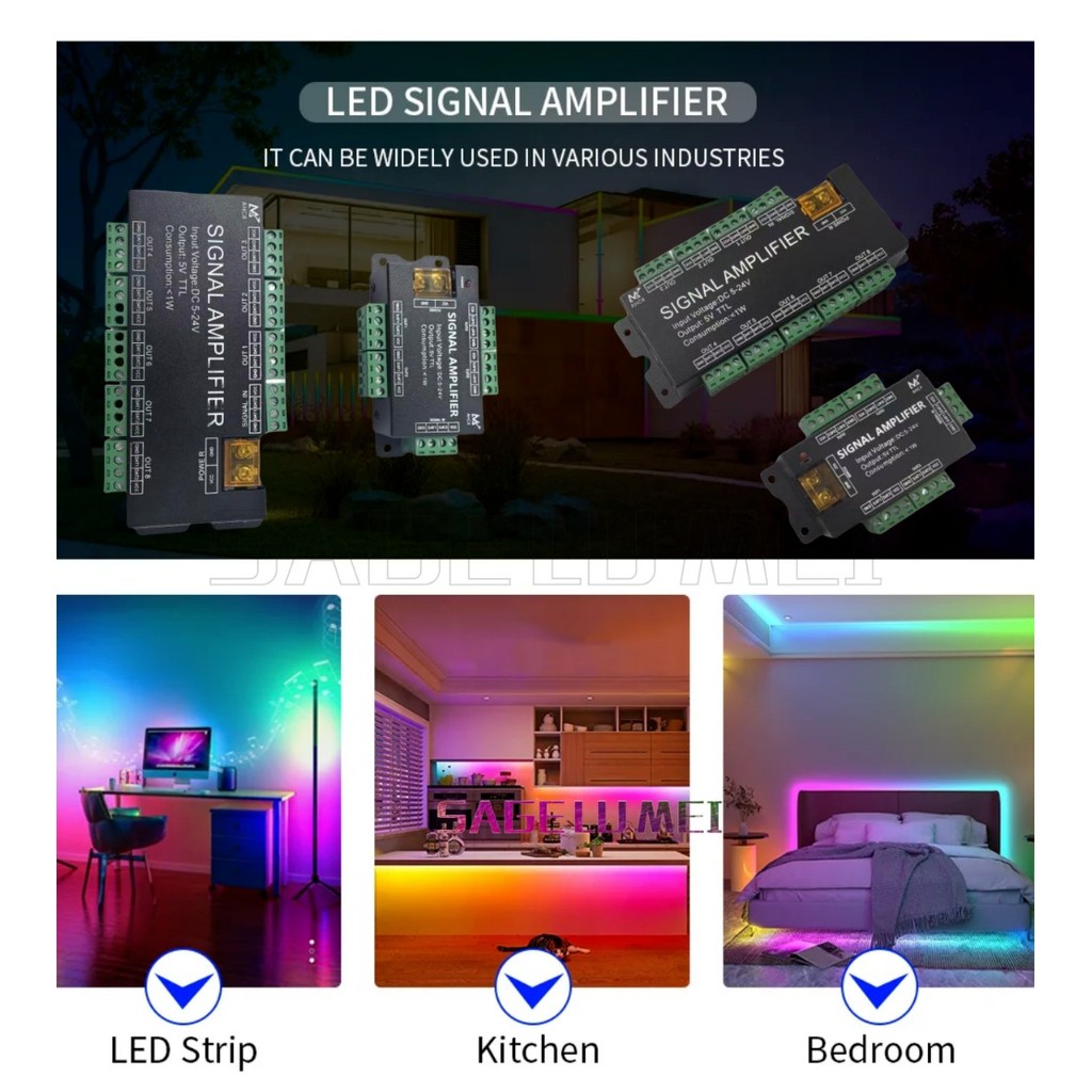 Ws2812b 8CH Tín Hiệu Dải LED Khuếch Đại SPI TTL Tín Hiệu Đầu Ra Cho WS2811 WS2812 WS2815 WS2813 Pixe