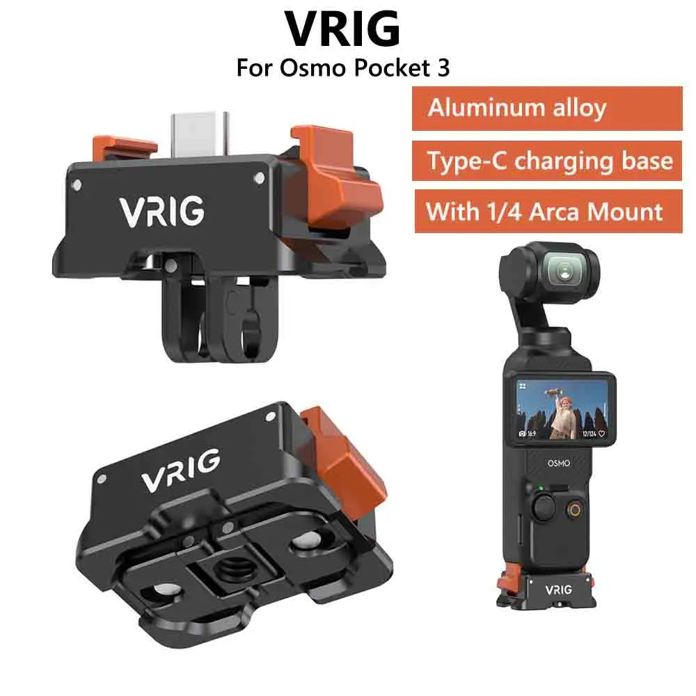 Đế sạc từ tính đa chức năng VRIG 3 W 1 / 4 "Arca / Gopro / AC Mount Phát hành nhanh cho Osmo Pocket 