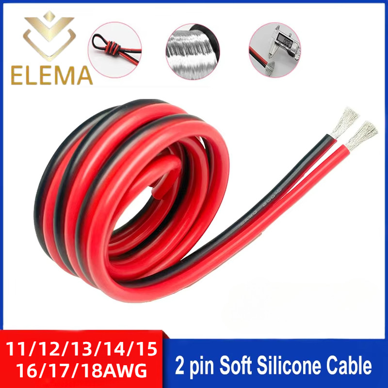 Đen Đỏ Siêu Mềm Cáp Silicon 2 pin Cáp Điện Tử PVC 11awg-18awg Cáp Kết Nối Đồng Đóng Hộp Chịu Nhiệt Đ