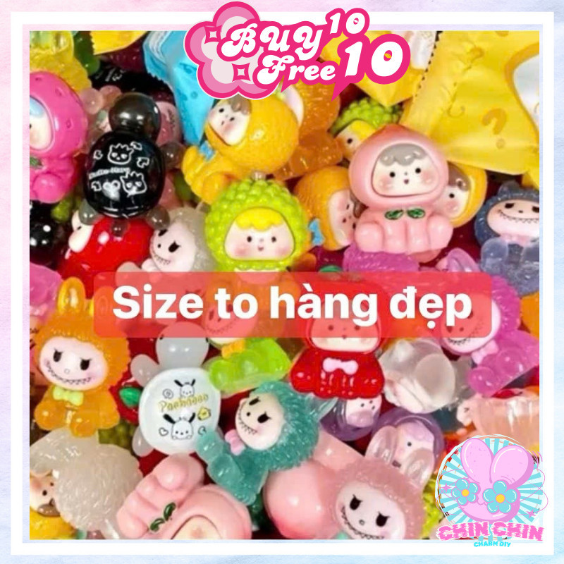 Combo 10 túi mù Moi trái cây Labubu Rùa phát sáng, túi mù phát sáng, túi mù size to