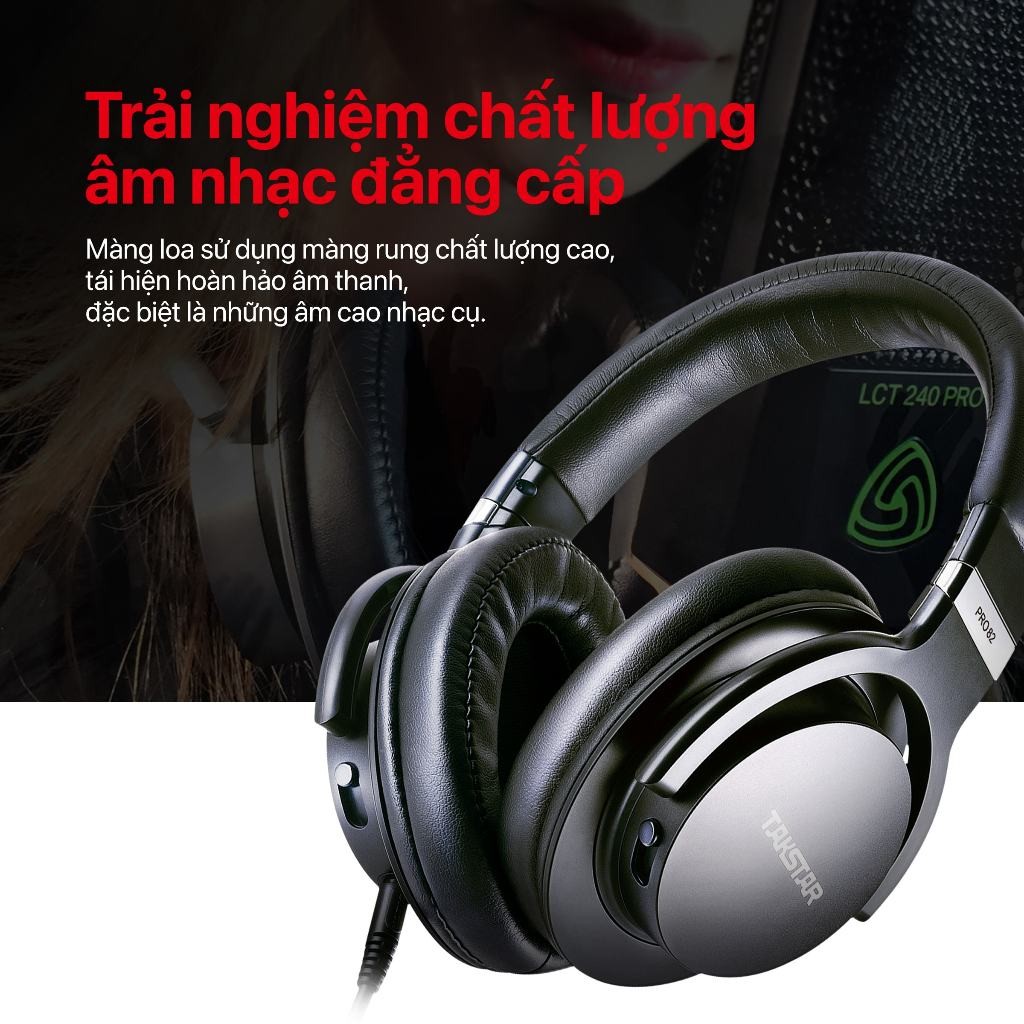 Tai Nghe Chụp Tai Cao Cấp Takstar PRO 82 Chống Ồn, Nghe Nhạc, Kiểm Âm Livestream Hát Karaoke Chính H