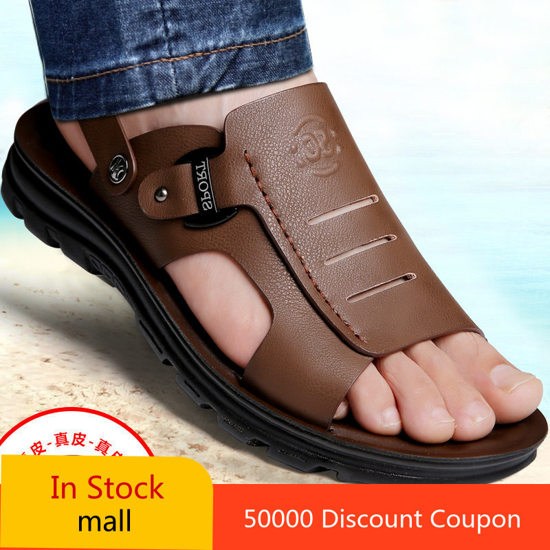 Dép Aoxiang 2025 Dép mùa hè da thật Dép nam đi biển