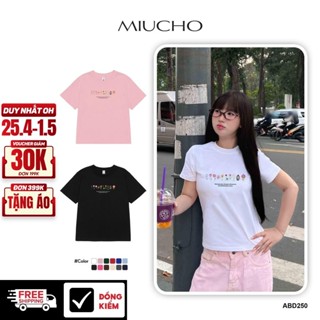 Áo baby tee ABD250 in hoa nhí xinh xắn Miucho vải cotton cổ tròn in graphic