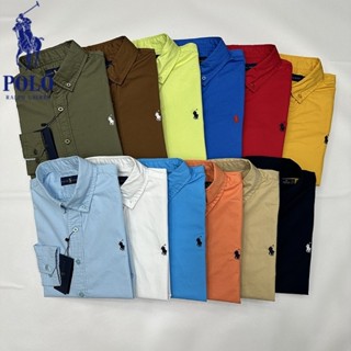 Áo sơ mi chéo POLO RL Áo sơ mi nam dài tay công sở Áo sơ mi dài tay Cotton nguyên chất Áo sơ mi dài tay màu trơn Áo sơ mi POLO