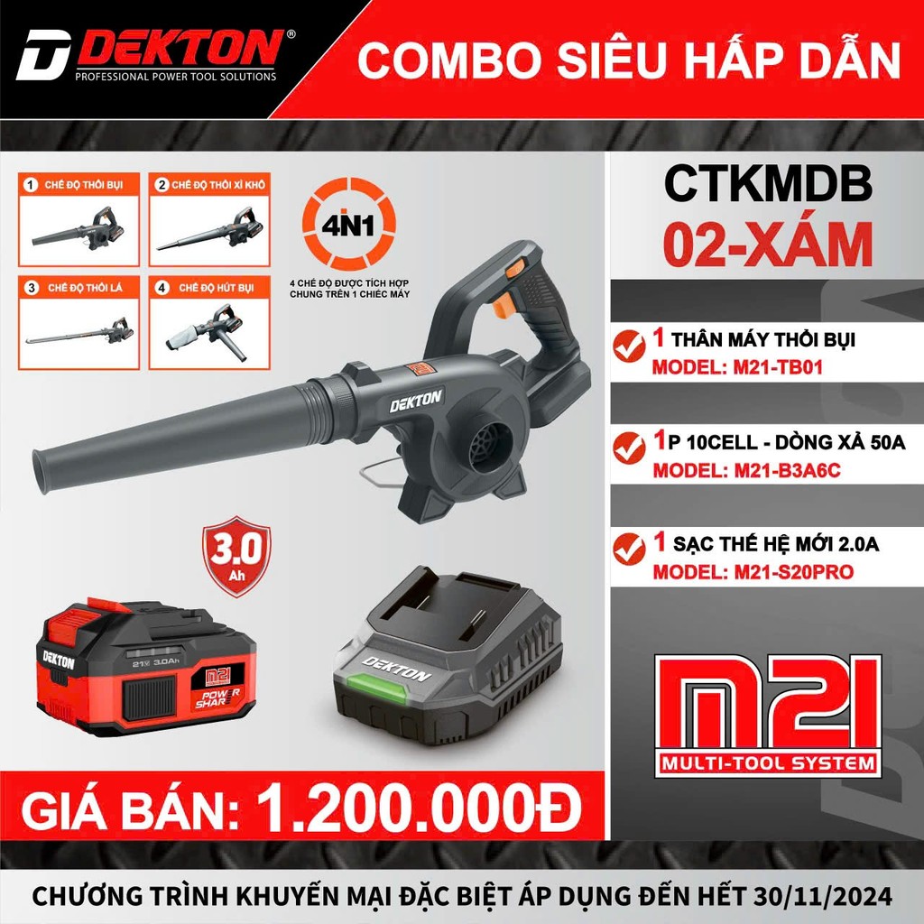 Máy Thổi Bui . Hút Bui và thổi lá pin DEKTON M21-TB01 thế hệ mới Chính Hãng dekon Giá TỐT