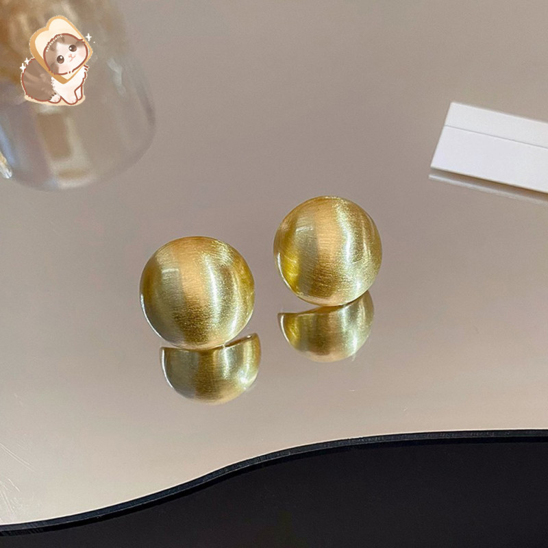 【LQZ】Silver/Gold Elegant Lady Round Ball Earring Ear Studs Jewelry Accessory for Lovely Girls