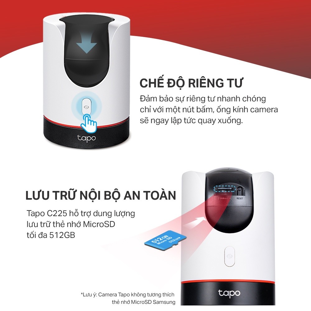 Camera WiFi A.I thông minh TP-Link Tapo C225 An Ninh Gia Đình Quay/Quét, Khả Năng Thiết Lập Vùng Riê