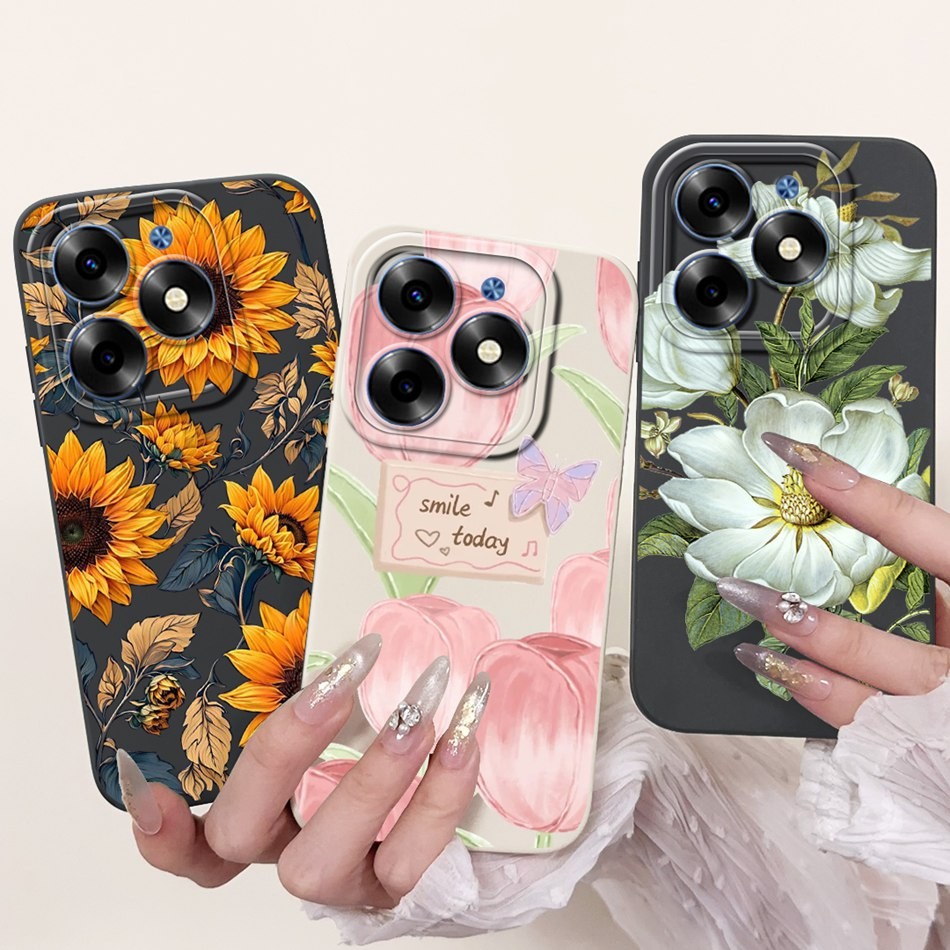 Tecno Spark 20 20C 20 Pro Vỏ sơn hình bướm hướng dương hoa Tulip đẹp Tecno Spark20 20C 20Pro Vỏ sili