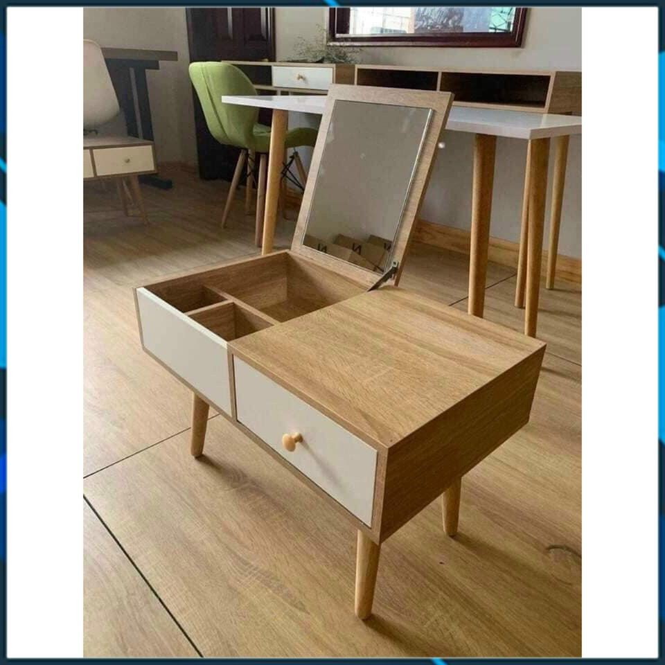Bàn Trang Điểm Có Gương ngồi bệt có ngăn kéo, bàn bệt có ngăn kéo chất liệu gỗ MDF phủ Melamine - 66