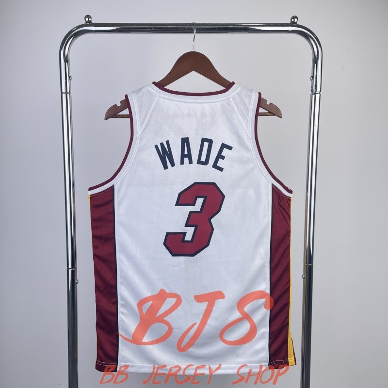 #3 Áo thun nam Dwyane Wade Jersey thời trang thoáng khí Áo thun khô nhanh màu trắng đỏ cổ chữ V Áo b