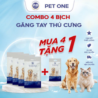 Combo Găng Tay Tắm Khô Pet One Chuyên Dụng Cho Chó Mèo Làm Sạch Nhanh Khử Mùi Hiệu Quả Không Cần Tắm