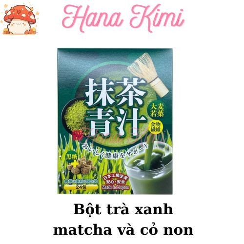 Bột matcha và  lúa mạch mk Matcha Aojiru 24 gói