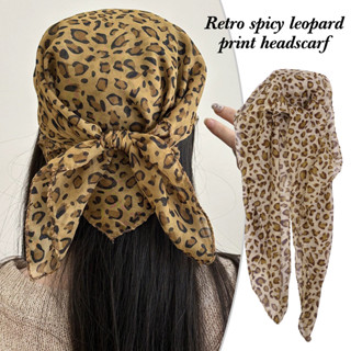 Khăn Lụa Twill Nữ Da Báo In Hình Vuông Khăn Choàng Lớn Bandana Hijab Khăn Đầu Nữ 62 * 63cm Mỏng Hijab