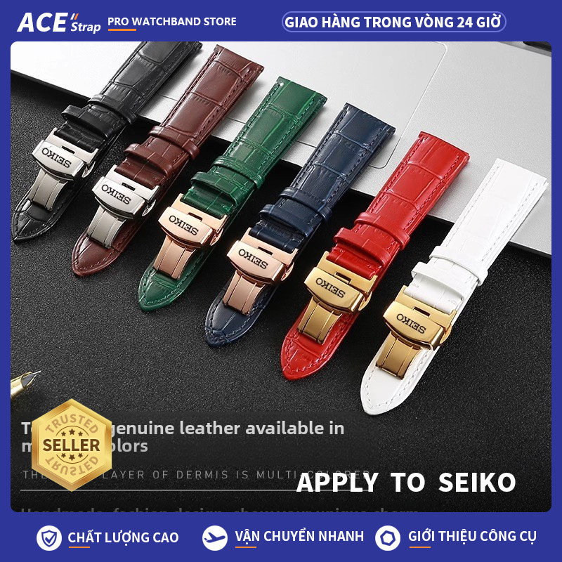 Thích hợp cho dây đồng hồ da kết cấu tre Seiko 16mm 18mm 20 mm 22mm dây đồng hồ nam và nữ bằng da bò