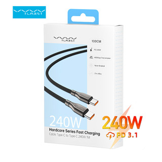 Cáp Vyvylabs 240W Type-C PD 3.1 Giao thức Sạc nhanh Type-C sang Type-C Dây bện Nylon cho Macbook Huawei Xiaomi iPhone 15 16 series
