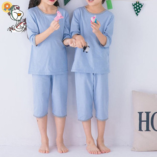 Quần áo trẻ em Bộ đồ ngủ Bộ trên và dưới Cotton Bé gái Bé trai Quần áo nhà Bộ đồ ngủ tay ngắn Tay áo ba phần tư Quần ba phần tư Bộ đồ ngủ trẻ em thông thường JP2HY
