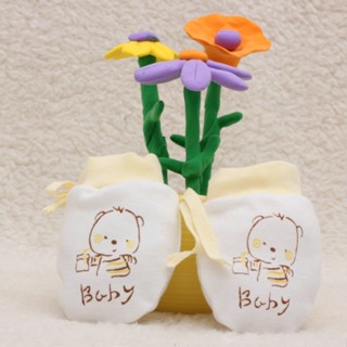 Găng tay bông chống xước cho bé găng tay có thể điều chỉnh dây rút cho bé găng tay bảo vệ trẻ sơ sinh mẫu mới thu đông