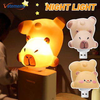  Đèn truyện cổ tích hình gấu bơ hoạt hình có phích cắm USB - Đèn ngủ Capybara phòng trẻ em - Đèn ngủ bảo vệ mắt tại nhà 