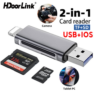 Hdoorlink 2In1 Đầu đọc thẻ SD USB 2.0 IOS SD / TF Đầu Đọc Thẻ Nhớ Bộ Chuyển Đổi OTG Cho Điện Thoại PC Laptop