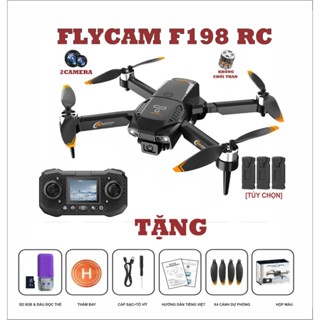  FLYCAM F198 RC. ĐỘNG CƠ KHÔNG CHỔI THAN+2 CAMERA+ĐỊNH VỊ QUANG HỌC+ĐIỀU KHIỂN CÓ MÀN HÌNH HIỂN THỊ 