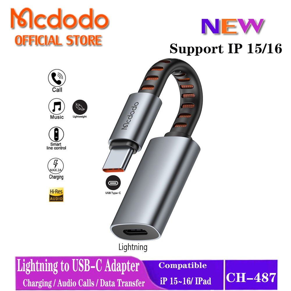 Mcdodo OTG Bộ Chuyển Đổi Âm Thanh Lightning Sang USB-C Hỗ Trợ Trò Chơi Micro Gọi Cho iP 16 Pro Max 1