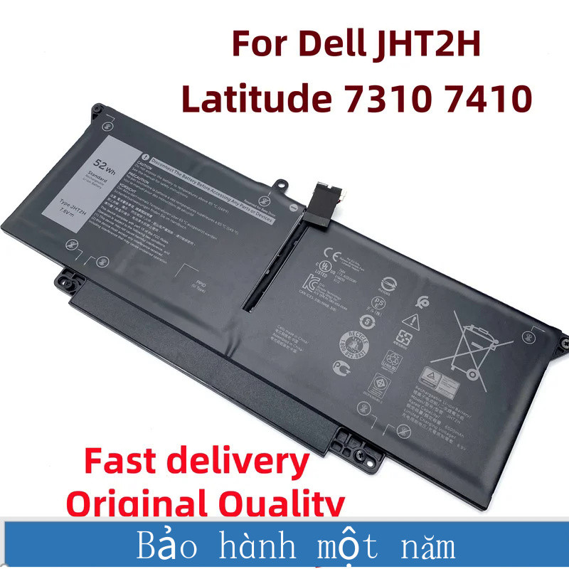 Pin Laptop Mới JHT2H 0HRGYV 7.6V 52Wh Dành Cho Dell Latitude 7310 7410 HRGYV X825P 4V5X2 7CXN6 P34S0