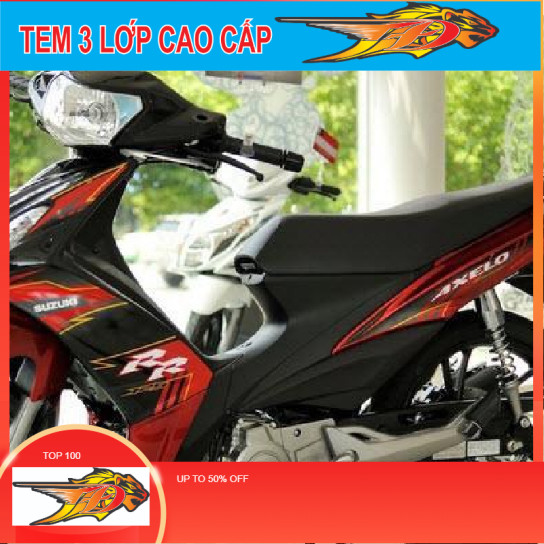 BỘ TEM AXELO , IN THEO ZIN ĐỎ ĐEN , TEM IN 3 LỚP BÓNG KHÔNG PHAI MÀU