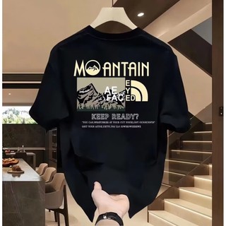 Mùa Hè 2025 Vintage In Hình Núi Áo nam Cao Cấp Cotton Nặng Rời Phù Hợp Với Dạo Phố Cổ Tròn Tee