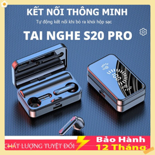  Tai Nghe Không Dây S20 Pro Bluetooth V5.2 - Âm Thanh Hifi 9D Cực Hay Có Micro màn hình LED chống thấm nước,Pin Trâu 