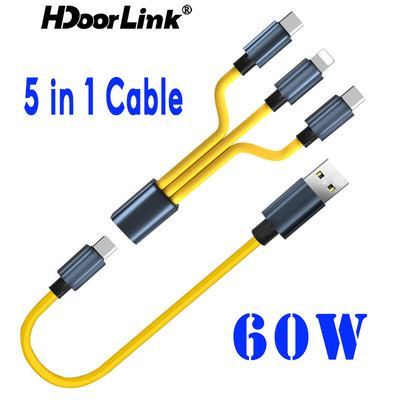 Cáp sạc USB HdoorLink 3in1 60W Type C Sạc nhanh USB IOS Cáp sạc nhanh có thể tháo rời