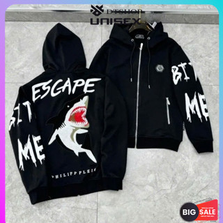 (Hàng Đẹp) Áo Khoác Cá Mập QP Philipp ❤ Áo Nỉ Khóa Kéo Dày Dặn Dáng Rộng Nam Nữ