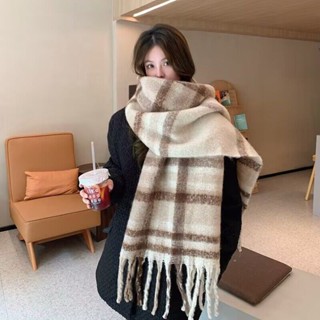 Khăn quàng cổ kẻ caro Khăn choàng lớn nữ tua rua dễ phối kiểu dài phong cách Hàn Quốc thời trang mùa đông khăn quàng cổ dày dặn học sinh Dễ giữ ấm WWUD