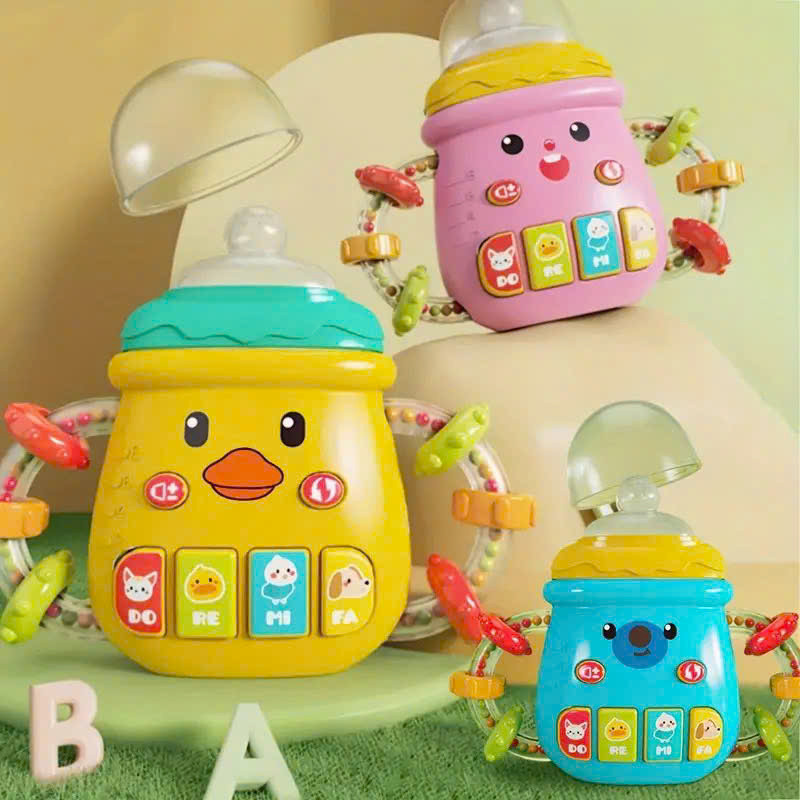 Đồ Chơi Bình Sữa Ngậm Nướu, Phát Sáng, Phát Nhạc Tiếng Anh, Xúc Sắc Cho Bé 3M+ Mát Mát Mask