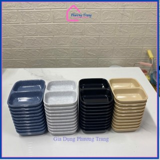COMBO 10 Khay Nước Chấm 2 Ngăn (9 x 7cm) Nhựa Melamine nhiều màu - Phương Trang
