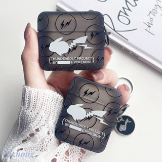 Dành Cho Airpods 4 Pro 2 3 1 Cool Pikachu Lightning Họa Tiết Màu Đen Mềm TPU Có Mặt Dây Chuyền Chống Mất Tai Nghe Chống Sốc Vỏ Bảo Vệ Tai Nghe Không Dây Vỏ
