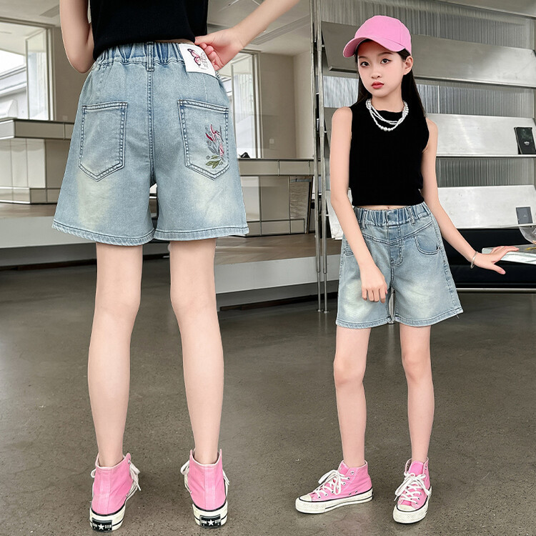 Quần short denim bé gái mẫu mới Quần Short Tencel trẻ em
