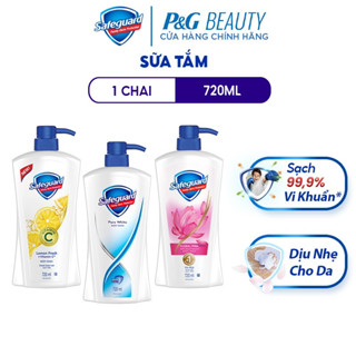  Sữa Tắm SAFEGUARD Sạch 99.9% Vi Khuẩn & Dịu Nhẹ Cho Da Trắng Tinh Khiết Hoa Hồng Lô Hội  Chanh Tươi Mát - Chai 720ML 