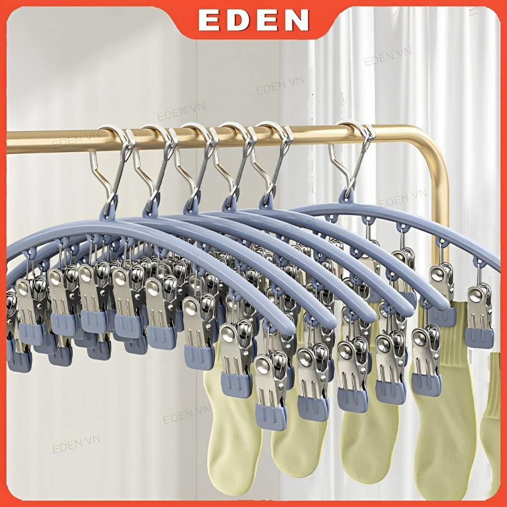 Móc treo quần áo đồ lót tất vớ đa năng 10 kẹp chống trượt, Móc phơi đồ lót có kẹp phơi đồ trẻ em