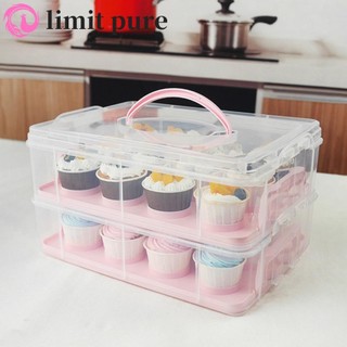  Hộp đựng bánh Cupcake 2 tầng có nắp và tay cầm Hộp đựng bánh Cupcake Hộp đựng bánh Cupcake trong suốt 24 lưới Hộp đựng bánh Cupcake hình chữ nhật Bánh Muffin 