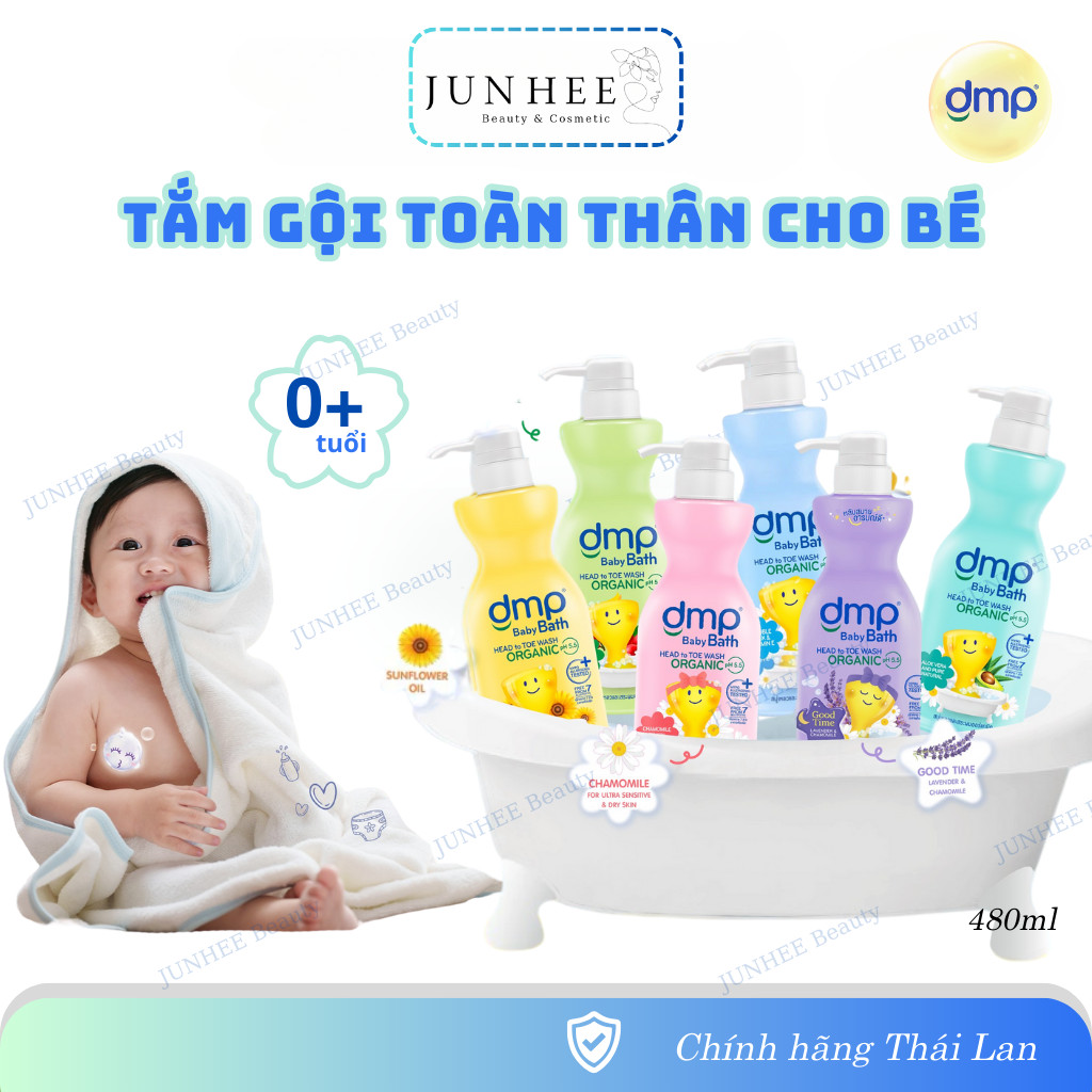 [ JUNHEE AUTH ] Sữa tắm gội cho bé DMP Baby Bath Organic 480ml Thái Lan