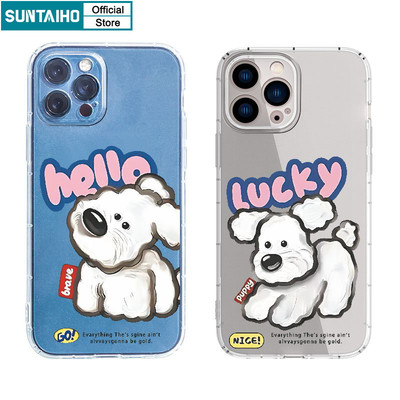 Suntaiho Ngộ nghĩnh Hoạt Hình Dễ Thương Họa Tiết Chó Vỏ Điện Thoại TPU Trong Suốt Mềm Cao Cấp Chống Sốc Cho IPhone 11 12 13 14 15 16 Pro Max IP 7 8 Plus IPhone X Xs XR Xs Max